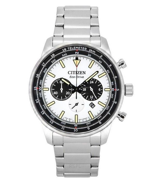 Citizen Eco-Drive Chronograph rustfrit stål hvid skive CA4500-91A 100M herreur