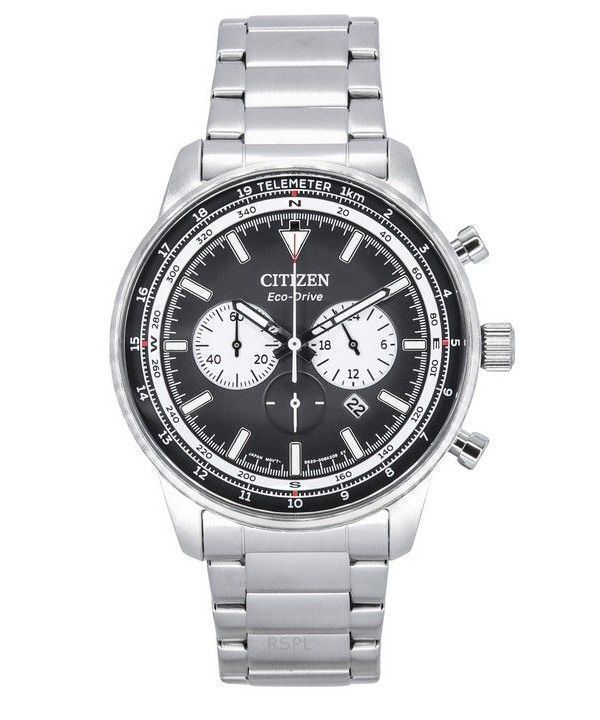 Citizen Eco-Drive kronograf rustfrit stål sort skive CA4500-91E 100M herreur