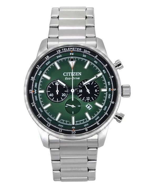 Citizen Eco-Drive kronograf rustfrit stål grøn skive CA4500-91X 100M herreur