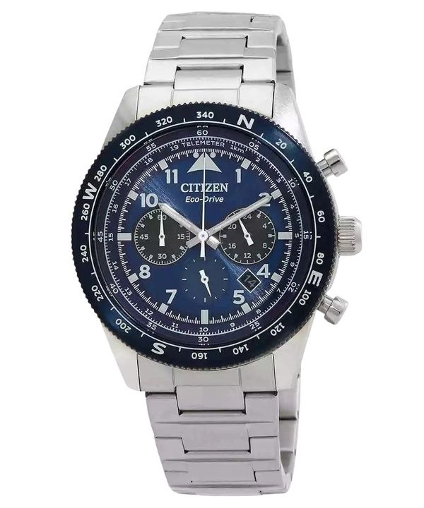 Citizen Eco-Drive Chronograph rustfrit stål blå skive CA4554-84L 100M herreur