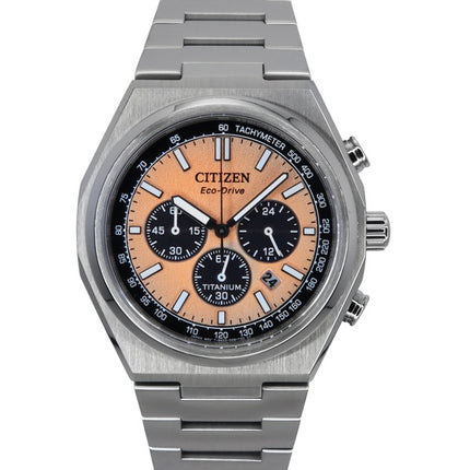 Citizen Zenshin Chronograph Super Titanium Salmon Dial Eco-Drive CA4610-85Z 100M herreur