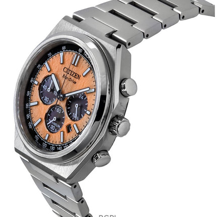 Citizen Zenshin Chronograph Super Titanium Salmon Dial Eco-Drive CA4610-85Z 100M herreur