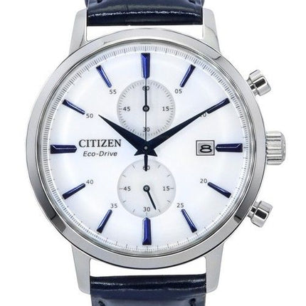 Citizen Eco-Drive Chronograph læderrem hvid skive CA7069-16A herreur