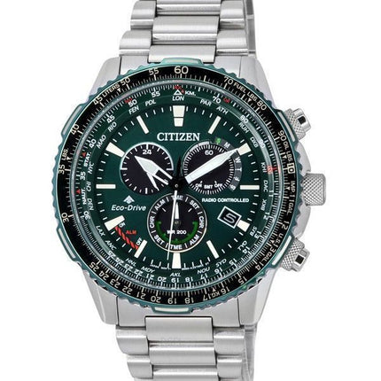 Citizen Promaster Sky AT radiostyret kronograf grøn skive Eco-Drive CB5004-59W 200M herre pilotur