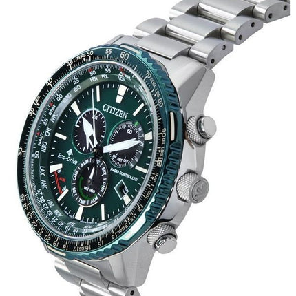 Citizen Promaster Sky AT radiostyret kronograf grøn skive Eco-Drive CB5004-59W 200M herre pilotur