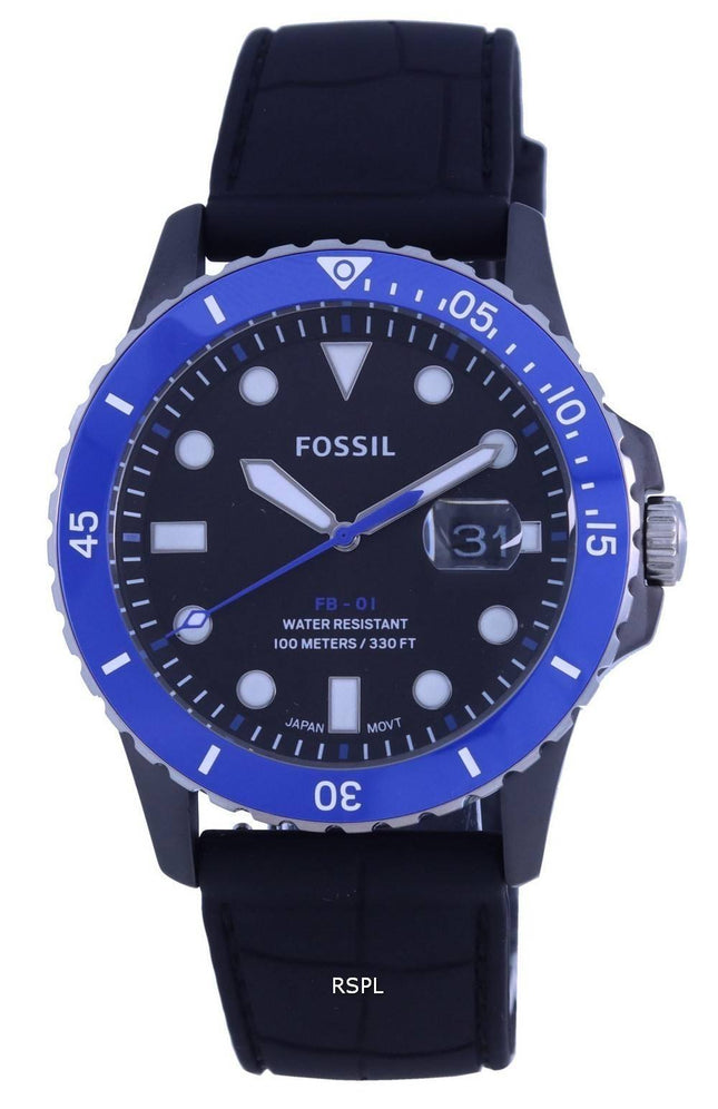 Fossil JFB-01 Black Dial Silicon Strap Quartz CE5023 100M herreur