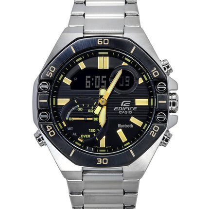 Casio Edifice Analog Digital Smartphone Link Rustfrit Stål Sort Urskive Quartz ECB-10DB-1A9 100M herreur