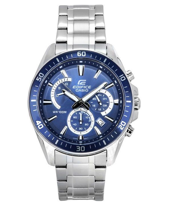 Casio Edifice Analog Standard Chronograph Rustfrit Stål Blå Urskive Quartz EFR-552D-2A 100M herreur