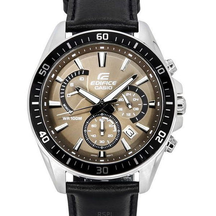 Casio Edifice Analog Standard Chronograph Læderrem Lysebrun Urskive Quartz EFR-552L-5A 100M herreur