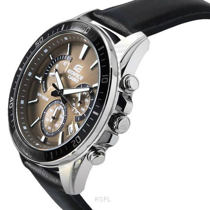 Casio Edifice Analog Standard Chronograph Læderrem Lysebrun Urskive Quartz EFR-552L-5A 100M herreur