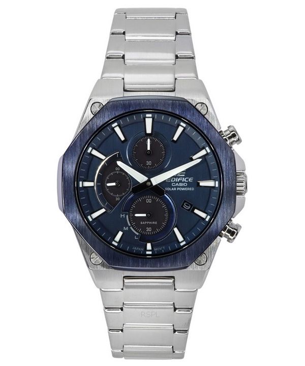 Casio Edifice Analog Slim Line Med Sapphire Crystal Chronograph Blue Dial Solar EFS-S570DB-2A 100M herreur