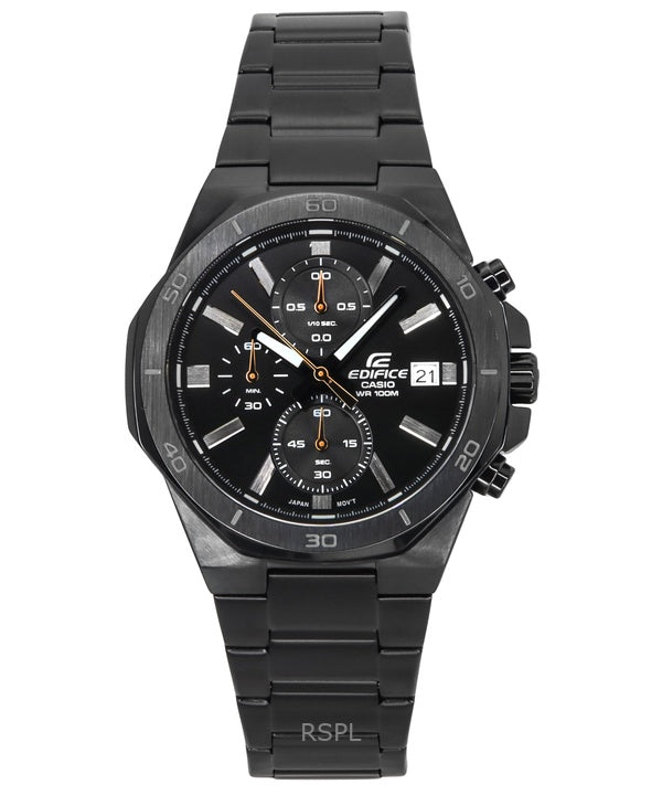 Casio Edifice Standard Analog Chronograph Rustfrit Stål Sort Urskive Quartz EFV-640DC-1AV 100M herreur