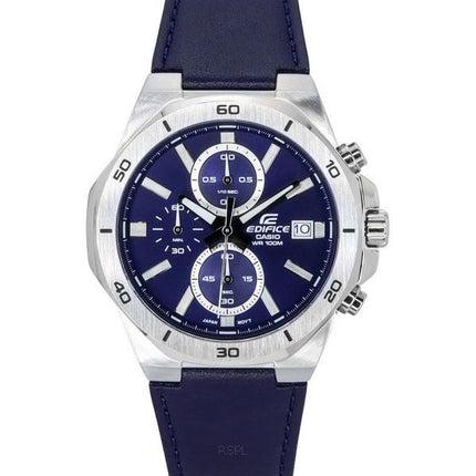 Casio Edifice Standard Chronograph Læderrem Blue Dial Quartz EFV-640L-2A 100M herreur