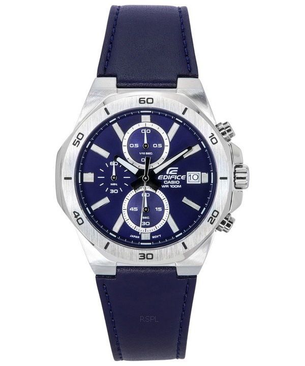 Casio Edifice Standard Chronograph Læderrem Blue Dial Quartz EFV-640L-2A 100M herreur