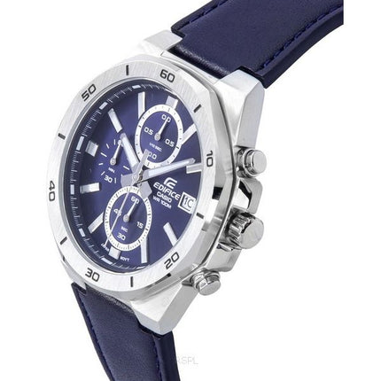 Casio Edifice Standard Chronograph Læderrem Blue Dial Quartz EFV-640L-2A 100M herreur