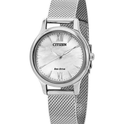 Citizen Eco-Drive rustfrit stål mesh hvid skive EM0899-81A dameur