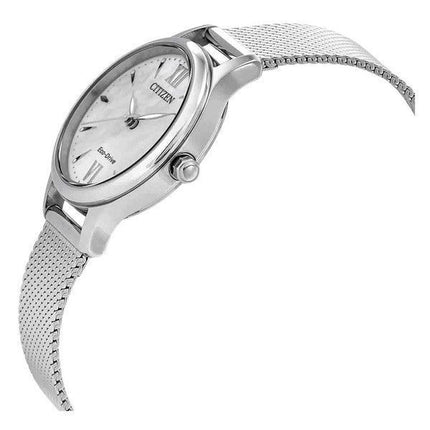 Citizen Eco-Drive rustfrit stål mesh hvid skive EM0899-81A dameur