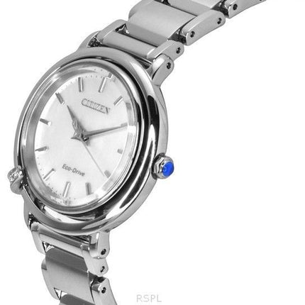 Citizen L Arcly Diamond Accent rustfrit stål Perlemorskive Eco-Drive EM1090-60D Dameur med ekstra rem