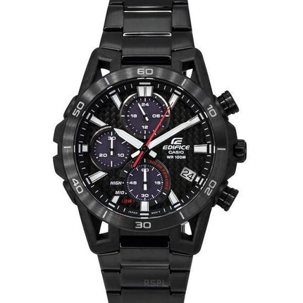 Casio Edifice Sospensione Analog Chronograph Black Ion Rustfrit Stål Black Dial Solar EQS-960DC-1AV 100M herreur