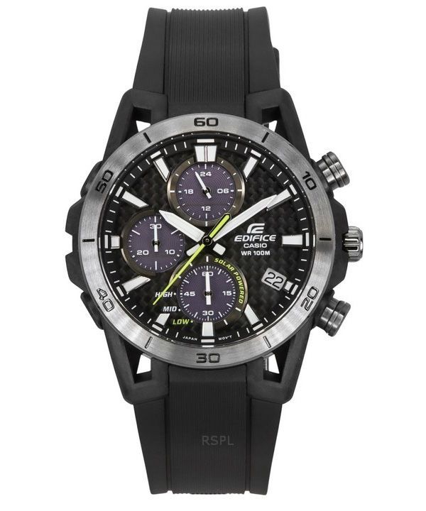 Casio Edifice Sospensione Analog Chronograph Resin Strap Grå skive Solar EQS-960PB-1AV 100M herreur