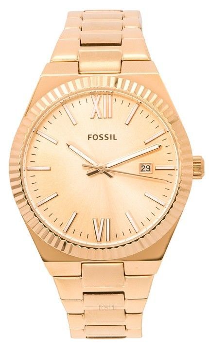 Fossil Scarlette Rose Gold Rustfrit Stål Rose Gold Sunray Dial Quartz ES5258 Dameur