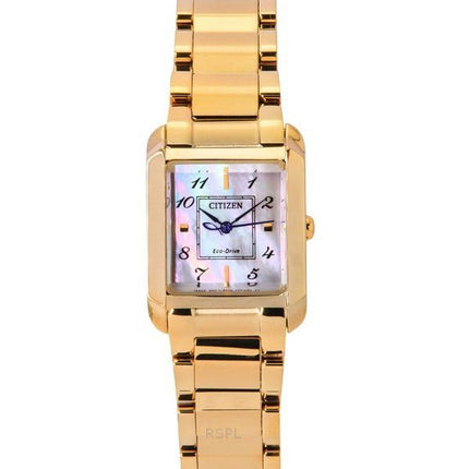 Citizen L Square Rose Gold Tone rustfrit stål Mother Of Pearl Urskive Eco-Drive EW5603-89Y Dameur