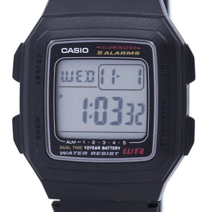 Casio Digital 5 alarmer dobbelt tid Illuminator F-201WA-1ADF F-201WA-1A Herreur