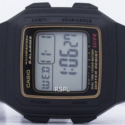 Casio Digital 5 alarmer dobbelt tid Illuminator F-201WA-9ADF F-201WA-9A Herreur