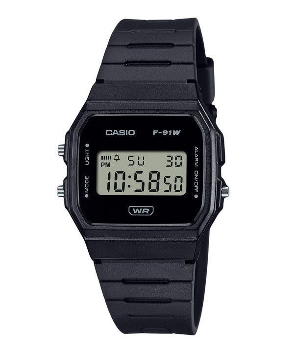 Casio POP digital sort biobaseret harpiksrem Quartz F-91WB-1A unisex ur