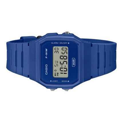 Casio POP digital blå biobaseret harpiksrem Quartz F-91WB-2A1 unisex ur