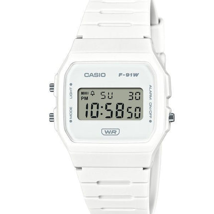 Casio Pop digital biobaseret hvid harpiksrem Quartz F-91WB-7A 100M unisex-ur