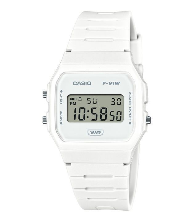 Casio Pop digital biobaseret hvid harpiksrem Quartz F-91WB-7A 100M unisex-ur