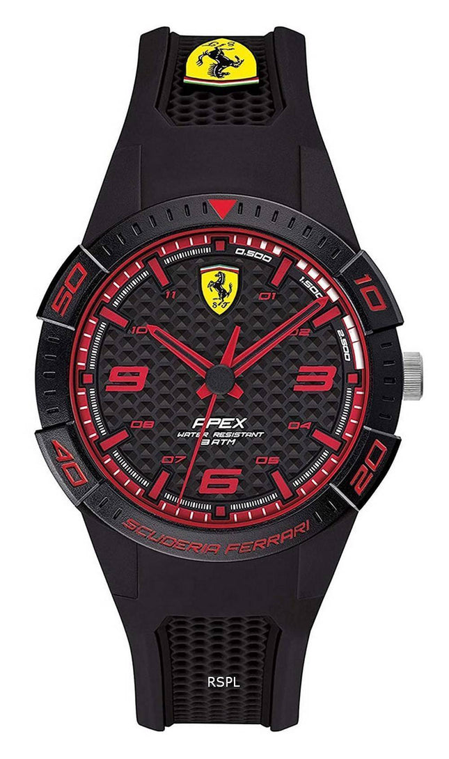 Ferrari Scuderia Apex sort urskive siliciumbÃ¥nd kvarts 0840036 Unisex ur