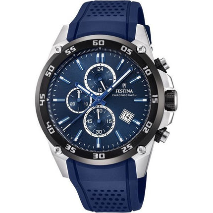 Festina The Originals Chronograph gummirem Blue Dial Quartz F20330-2 100M herreur