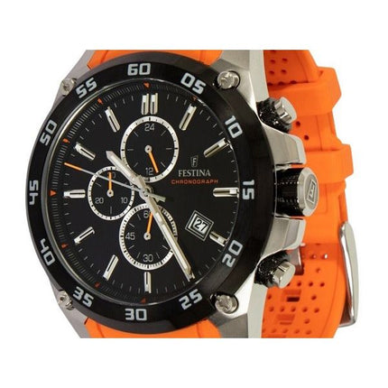 Festina The Originals Chronograph Orange gummirem Black Dial Quartz F20330-4 100M herreur