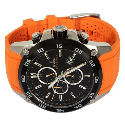 Festina The Originals Chronograph Orange gummirem Black Dial Quartz F20330-4 100M herreur