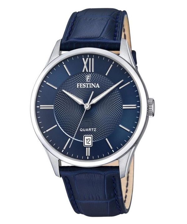 Festina Classics læderrem Blue Dial Quartz F20426-2 100M herreur