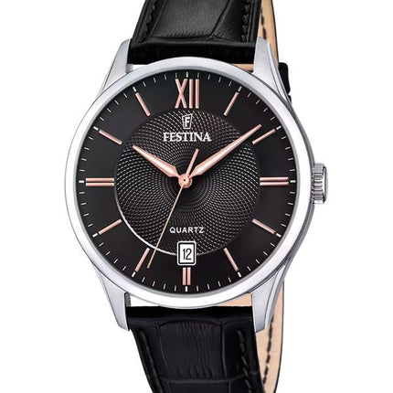 Festina Classics Læderrem Sort Urskive Quartz F20426-6 Herreur