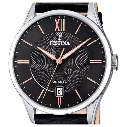 Festina Classics Læderrem Sort Urskive Quartz F20426-6 Herreur