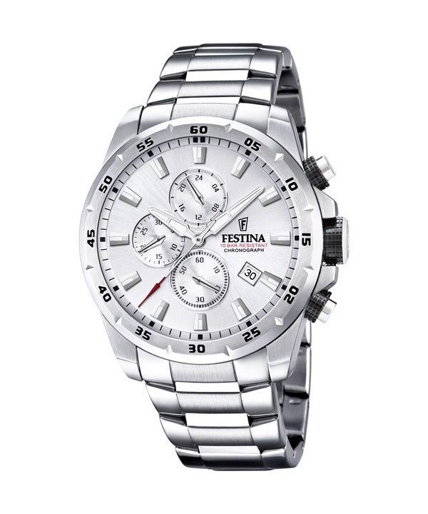 Festina Chrono Sport rustfrit stål Sølvskive Quartz F20463-1 100M herreur