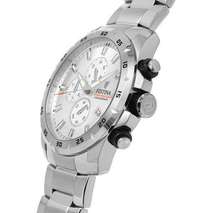 Festina Chrono Sport rustfrit stål Sølvskive Quartz F20463-1 100M herreur