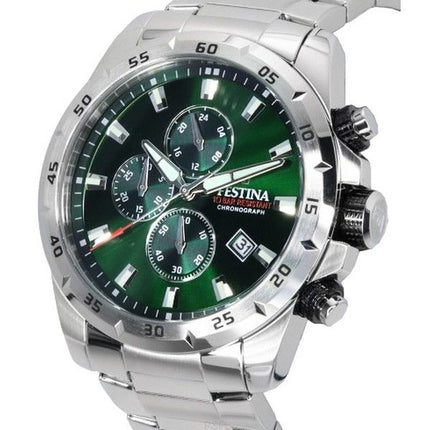 Festina Sports Chorongraph Rustfrit stål Grøn skive Quartz F20463-3 F204633 100M herreur