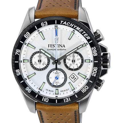 Festina Timeless Chronograph Læderrem White Dial F20561-1 F205611 100M herreur