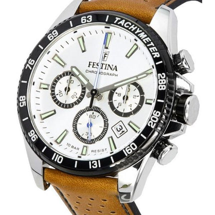 Festina Timeless Chronograph Læderrem White Dial F20561-1 F205611 100M herreur