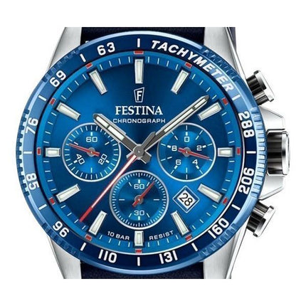 Festina Timeless Chronograph Læderrem Blue Dial Quartz F20561-3 100M herreur