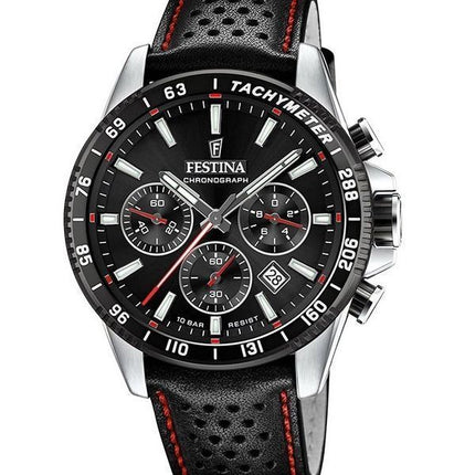 Festina Timeless Chronograph Læderrem Black Dial Quartz F20561-4 100M herreur