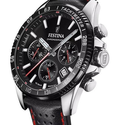 Festina Timeless Chronograph Læderrem Black Dial Quartz F20561-4 100M herreur