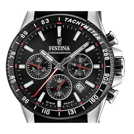 Festina Timeless Chronograph Læderrem Black Dial Quartz F20561-4 100M herreur