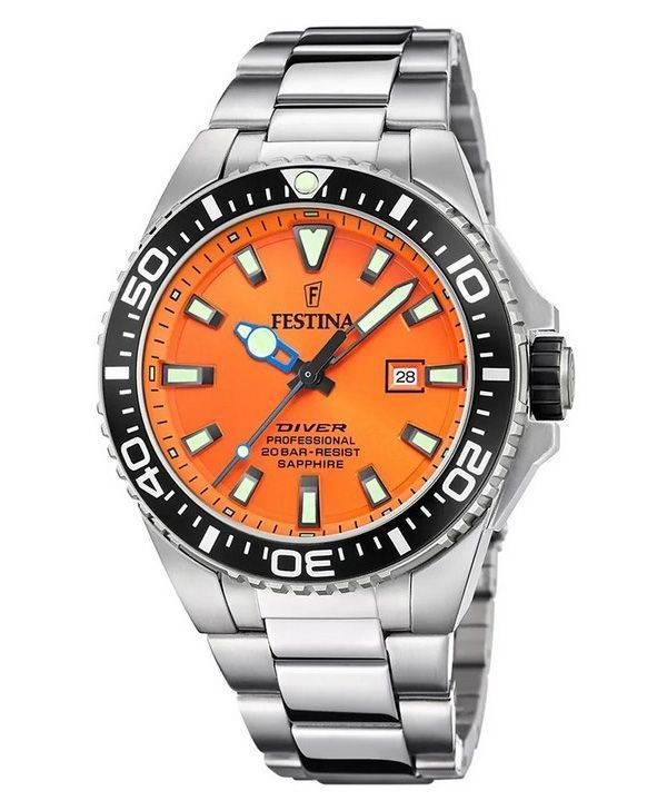 Festina Diver Rustfrit Stål Orange Urskive Quartz F20663-4 200M herreur