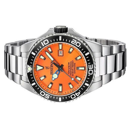 Festina Diver Rustfrit Stål Orange Urskive Quartz F20663-4 200M herreur